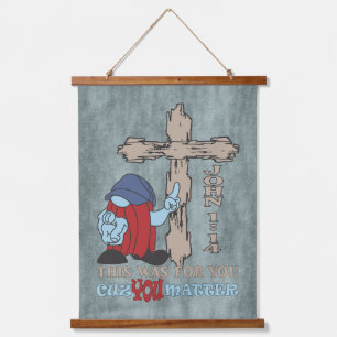Wood Cross Cuz Matter John 1 14 T - Shirt Wandteppich Mit Holzrahmen