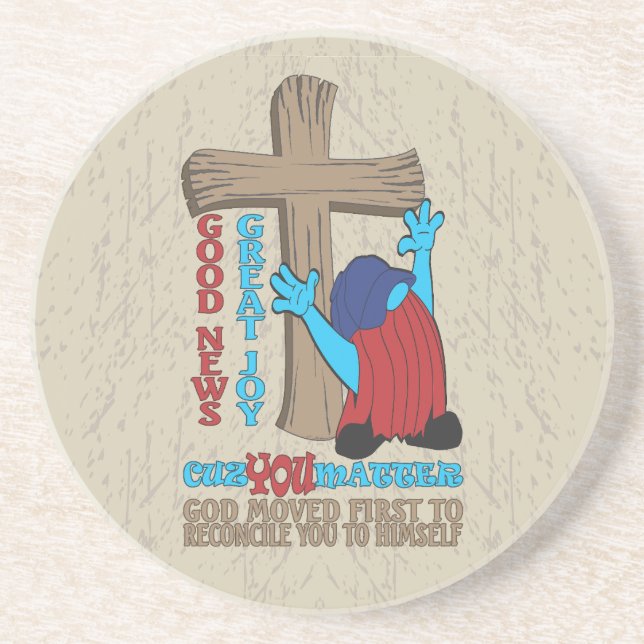 Wood Cross Cuz zählt Gospel-T - Shirt Getränkeuntersetzer (Vorne)