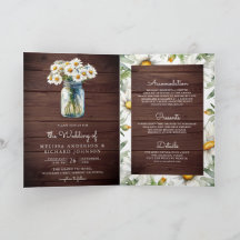 Wood Daisies Floral Mason Jar QR Code Wedding
