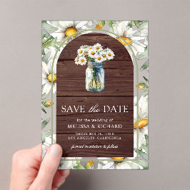 Wood Daisies Mason Jar Wedding Save the Date Acryleinladungen