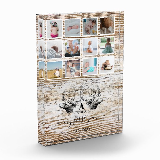 Wood Deer Baby's First Year Foto Collage (Links)