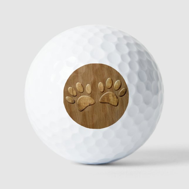 Wood Dog Paw Prints Golfball (Vorderseite)