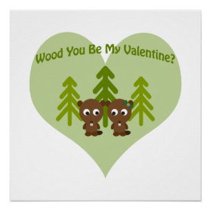 Wood du mein Valentine bist Poster
