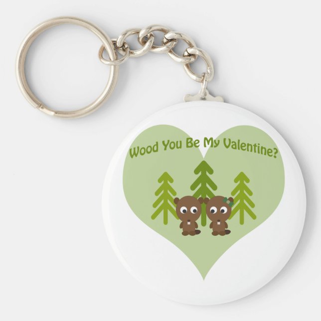 Wood du mein Valentine bist Schlüsselanhänger (Vorne)