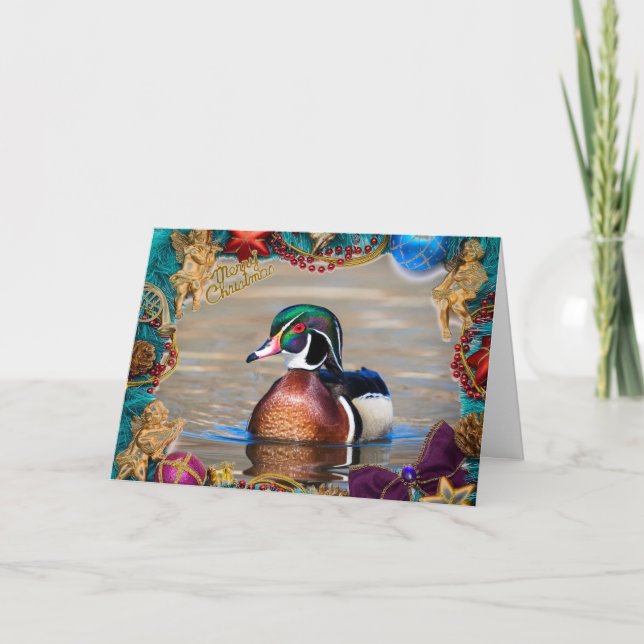 Wood Duck Drake Christmas Card Karte (Vorderseite)
