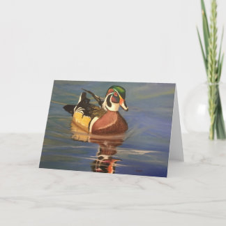 Wood Duck on Water Blank Greeting Card Karte