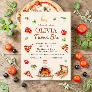 Wood Fired Pizza Birthday Party Card Einladung