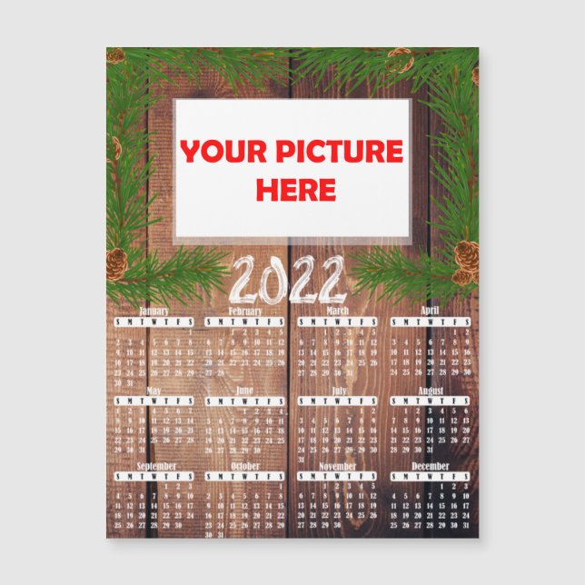 Wood Foto 2022 Kühlschrankmagnet-Kalender anpassen Magnetkarte (Vorderseite)