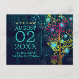 Wood Grain Navy Blue Wedding speichern das Datum Ankündigungspostkarte