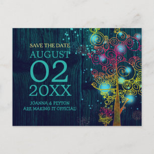 Wood Grain Navy Blue Wedding speichern das Datum Ankündigungspostkarte