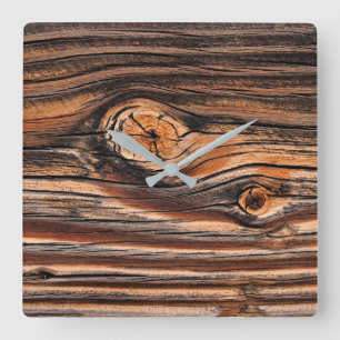 Wood Grain Pattern Quadratische Wanduhr