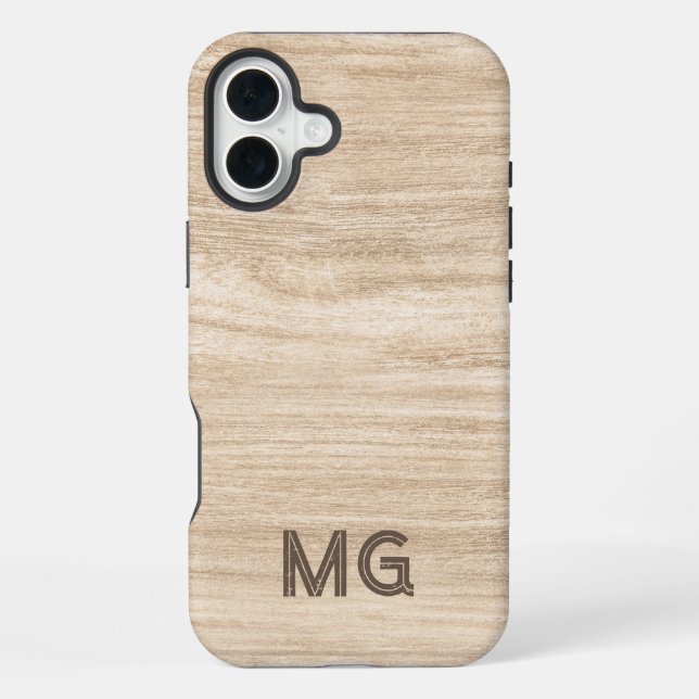 Wood Grain Phone Case | Personalized Monogram iPhone Hülle (Rückseite)