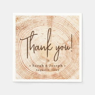 Wood Grain Rustic Wedding Vielen Dank Serviette