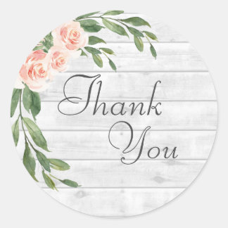 Wood Grain Rustic White Script Danke Sticker