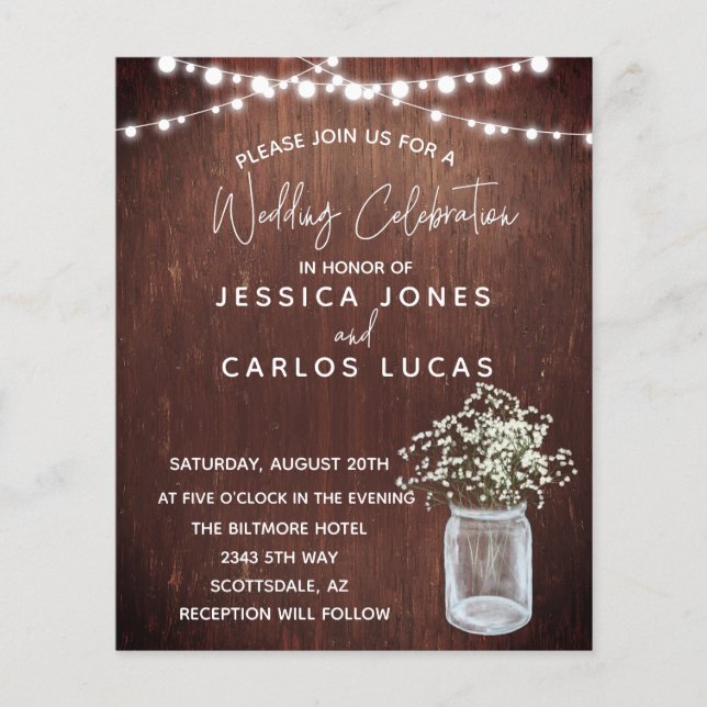 Wood Gypsophila Gipskraut Mason Jar Haushalt (Vorderseite)