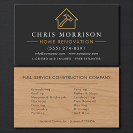 Wood Home Improvement Black Gold QR Code Visitenkarte