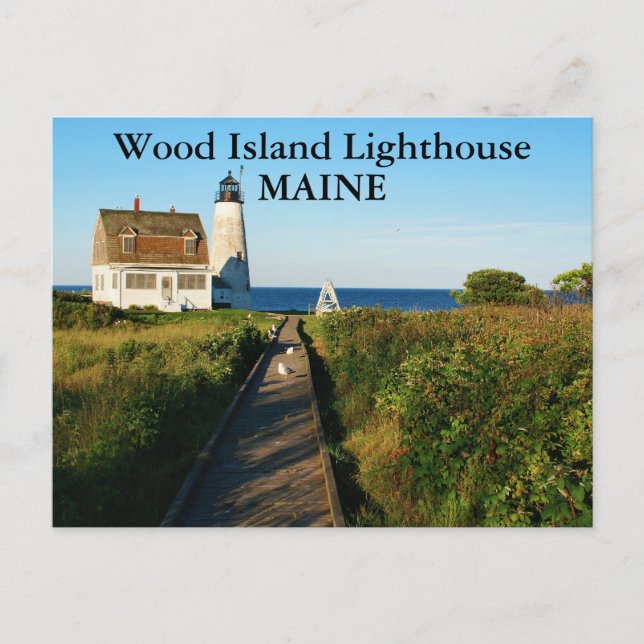Wood Island Lighthouse, Maine Postcard Postkarte (Vorderseite)