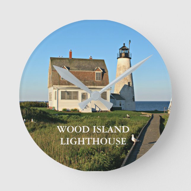 Wood Island Lighthouse Maine Wall Clock Runde Wanduhr (Vorderseite)