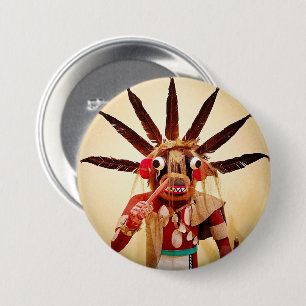 Wood kachina Puppe Foto niedliches albernes lustig Button