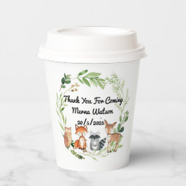 wood land animals greenery design pappbecher