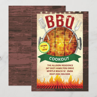 Wood Lights GRILLEN Grill Cookie Summer Party Einladung