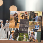 Wood Look Du bist die One Foto Collage Fotoplatte<br><div class="desc">Moderne Foto Collage, die Sie mit 7 Ihrer Lieblings-Fotos personalisieren können. Die Vorlage ist für Sie bereit, um Ihre Fotos hinzuzufügen, und arbeitet im Uhrzeigersinn von oben verlassen. Der Wortlaut lautet "Sie sind derjenige" in moderner überdimensionaler Schrift und lässiger Schriftzeichen. Dieses Design ein rustikales Holz Hintergrund mit braunen und weißen...</div>