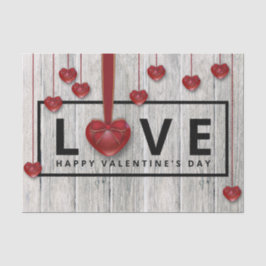 Wood Modern Rustic Valentine's Day LIEBE Rotes Her Seidenpapier