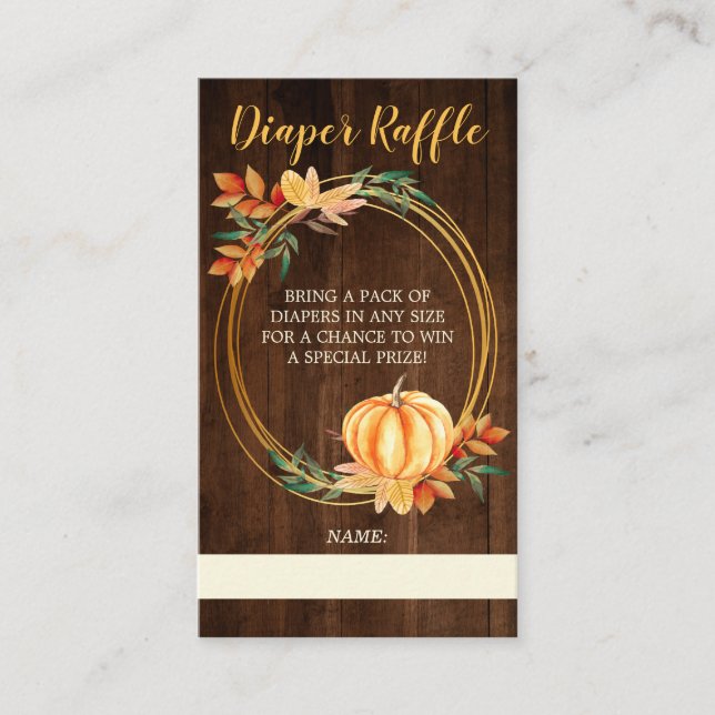 Wood Orange Pumpkin Fall Kinderdusche Windelwindel Begleitkarte (Vorderseite)