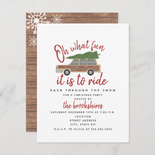 Wood Panel Auto Weihnachtsbaum Oh, was Spaß Party Einladung
