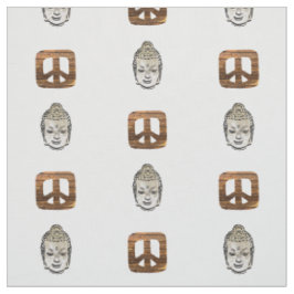 Wood Peace & Sephia Buddha Print Fabric Stoff