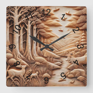 Wood Quadratische Wanduhr
