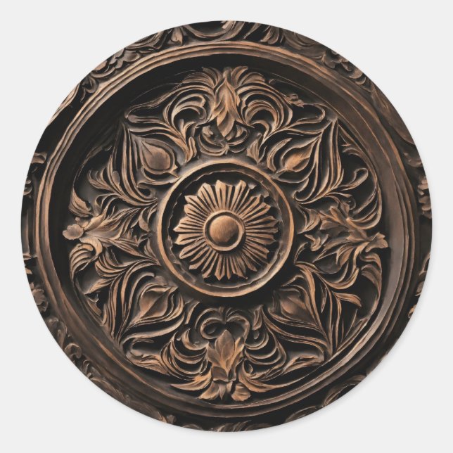 Wood Runder Aufkleber (Vorderseite)