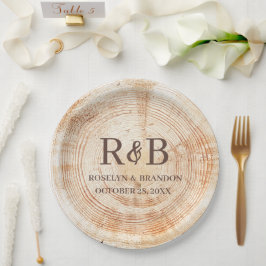 Wood Rustic Wedding Custom Monogram Names Pappteller
