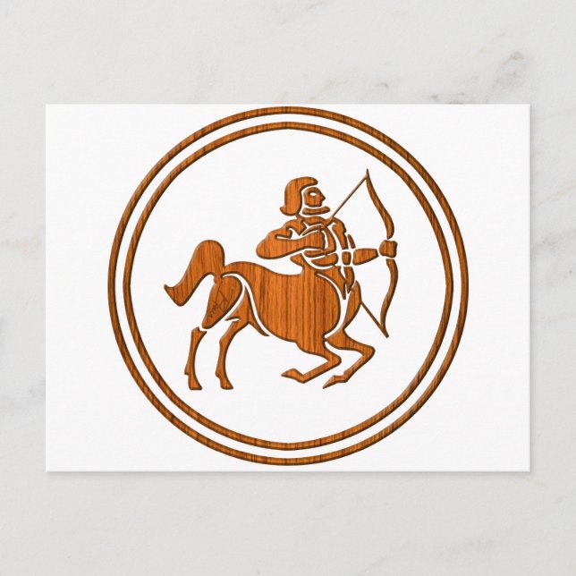Wood Sagittarius Zodiac Archer Astrologie-Zeichen Postkarte (Vorderseite)