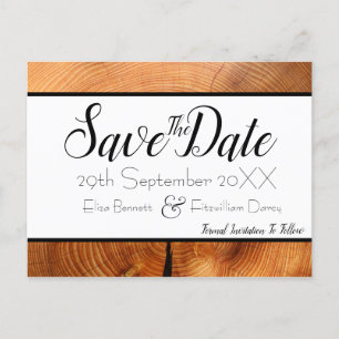 Wood Save the Date Postcard Postkarte