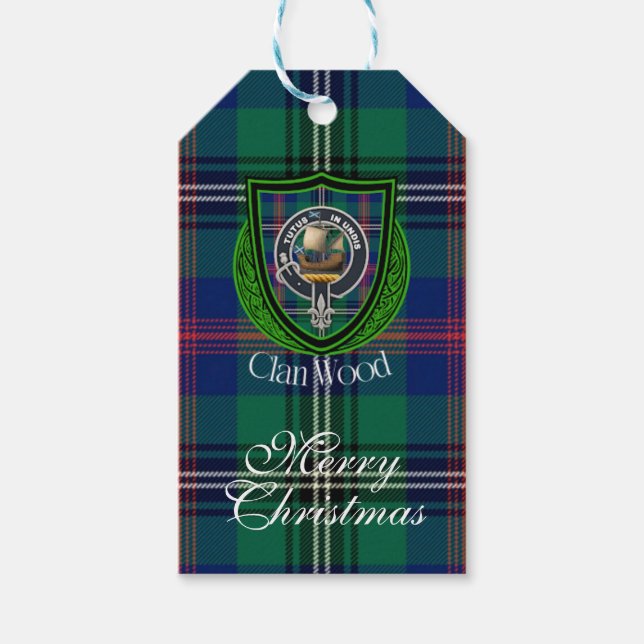 Wood Scottish Clan Tartan & Crest Geschenkanhänger (Vorderseite)