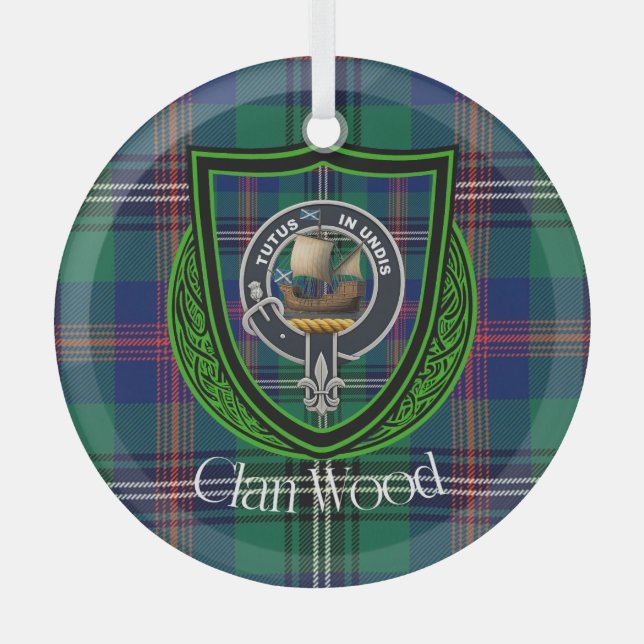 Wood Scottish Clan Tartan & Crest Ornament Aus Glas (Vorderseite)