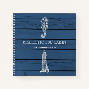 Wood Seepferd Lighthouse Beach House Gästebuch Notizbuch