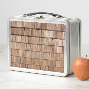 Wood Shingle Metall Lunch Box