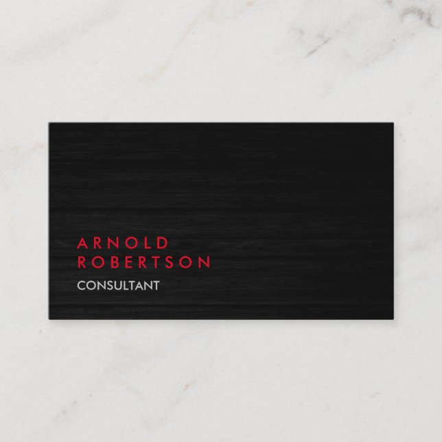 Wood Simple Schlicht Red Gray Trendy Business Card Visitenkarte (Vorderseite)