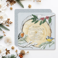 Wood Slice Baby Es ist kalt Outside Boy Baby Dusch
