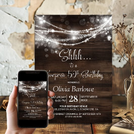 Wood String Lights Überraschung 50. Geburtstagspar Einladung