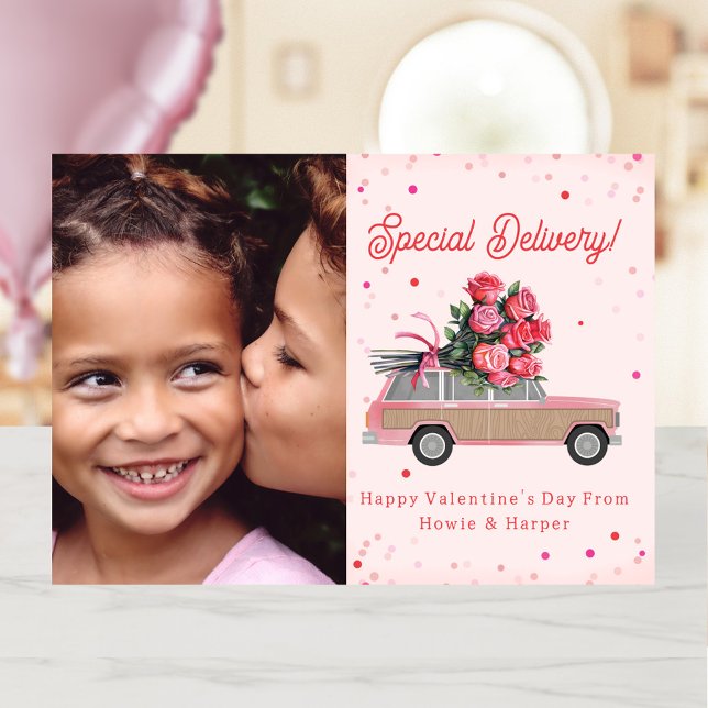 Wood SUV Rose Foto Valentine Karte (Von Creator hochgeladen)