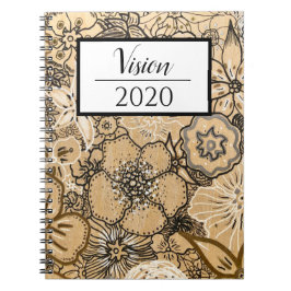 Wood Themed Floral Notebook Vision 2020 Notizblock
