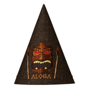 Wood Tiki Maske Vintag Retro ALOHA Geburtstagspart Partyhütchen