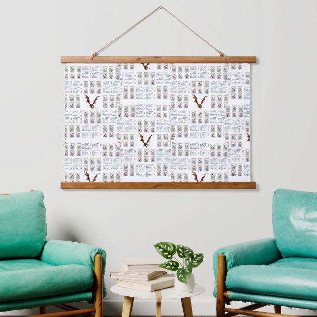 Wood Topped Wall Tapestry Mahjong Wandteppich Mit Holzrahmen (Wohnzimmer)