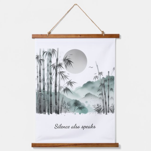 Wood Topped Wall Tapestry Paz Wandteppich Mit Holzrahmen (Vorderseite)