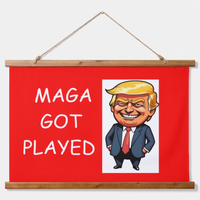 Wood Topped Wall Tapestry Wandteppich Mit Holzrahmen (Vorne)