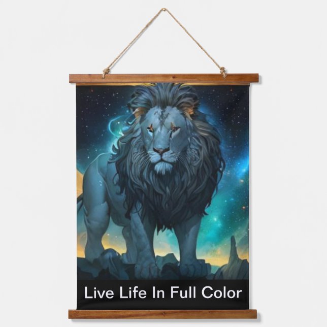 Wood Topped Wall Tapestry Wandteppich Mit Holzrahmen (Vorderseite)