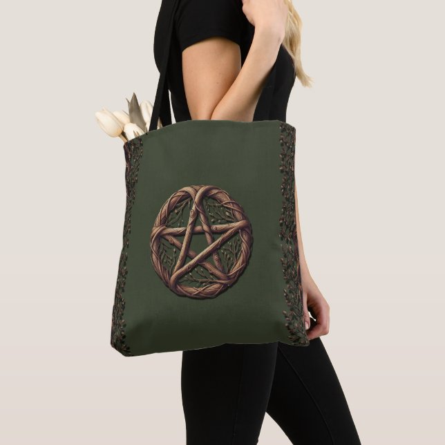 Wood Twig Pentagramm Olive Green Wiccan (Von Nahem)
